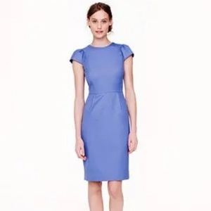 New J.Crew flutter sleeve periwinkle wool sheath dress sz 8